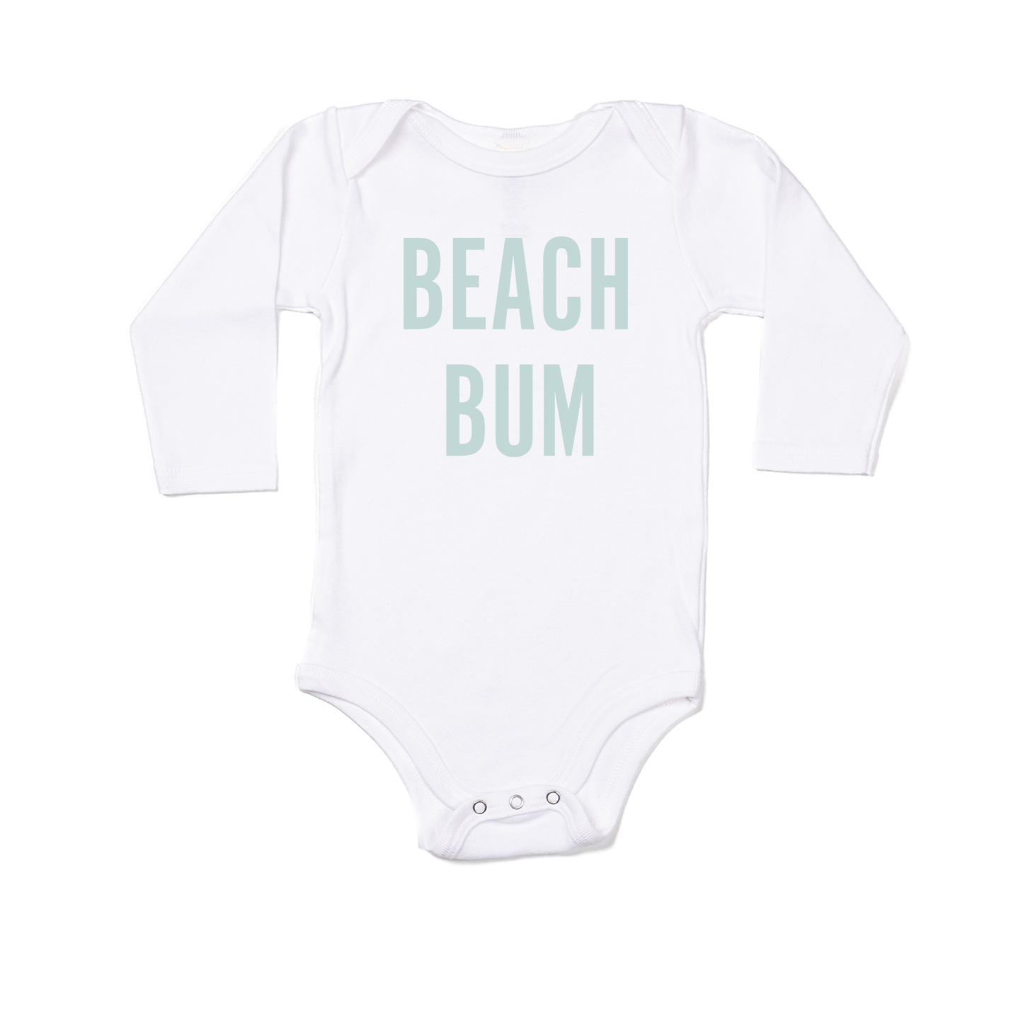 BEACH BUM (Sky) - Bodysuit (White, Long Sleeve)