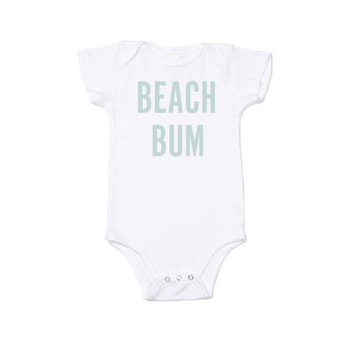 BEACH BUM (Sky) - Bodysuit (White, Short Sleeve)