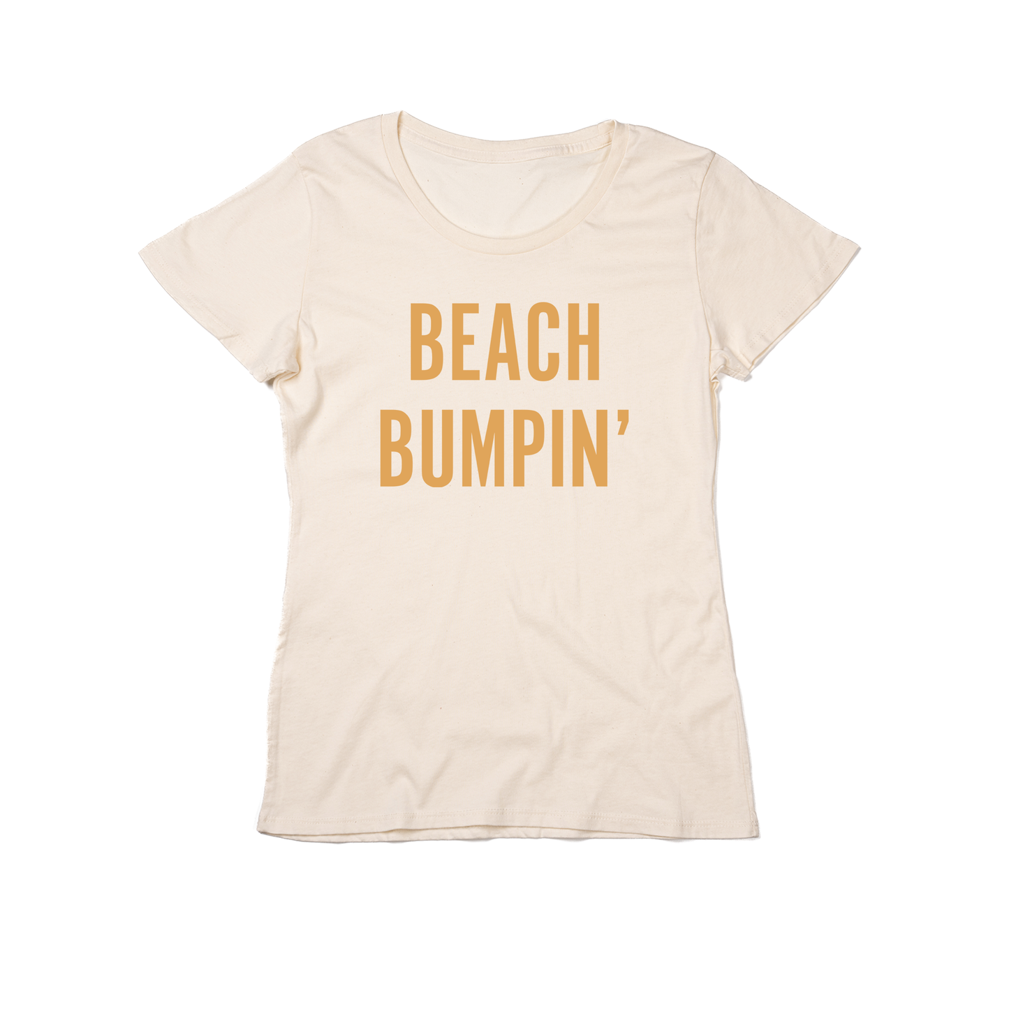 Beach Bumpin' (Mustard) - Women's Fitted Tee (Natural)
