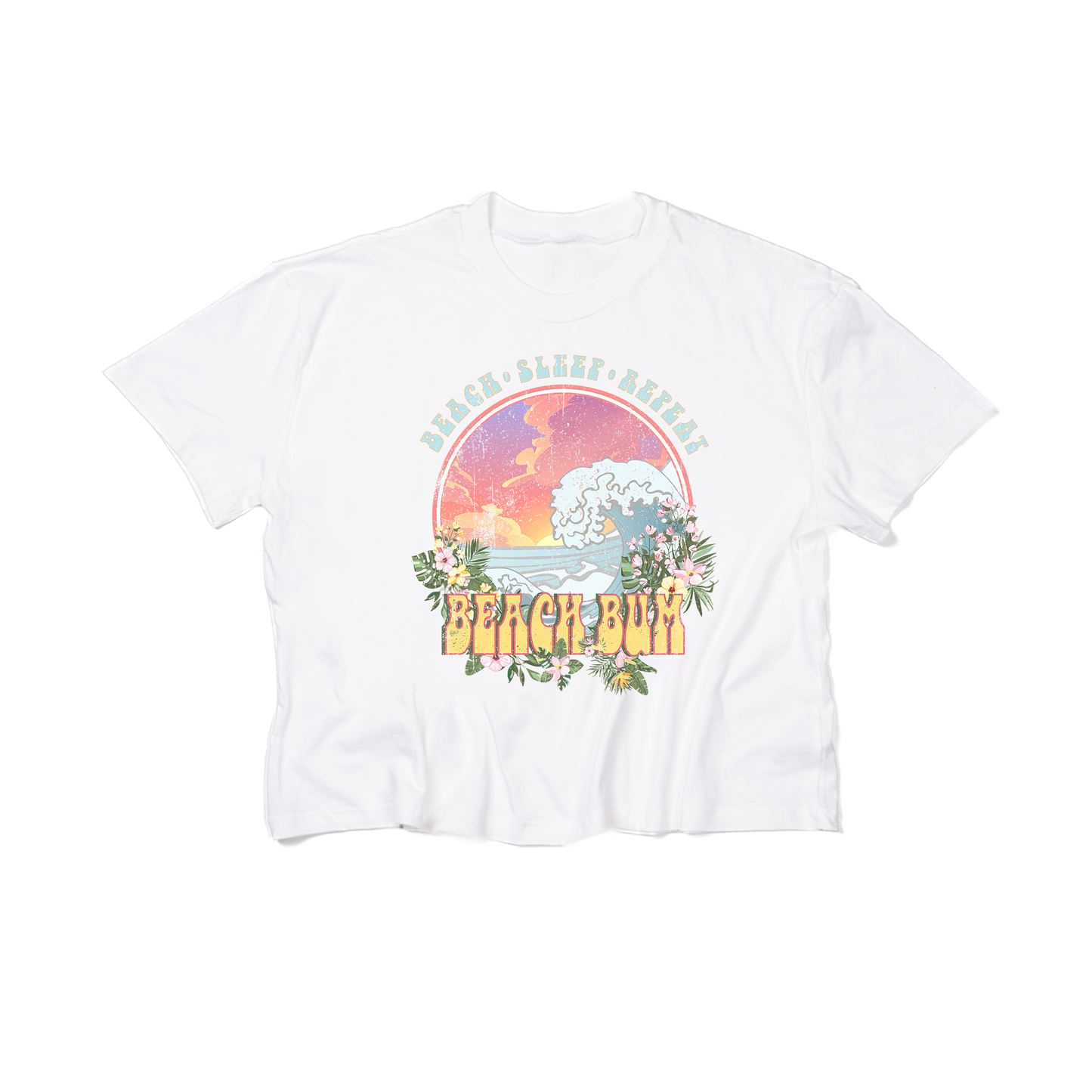 Beach Sleep Repeat Beach Bum - Cropped Tee (White)