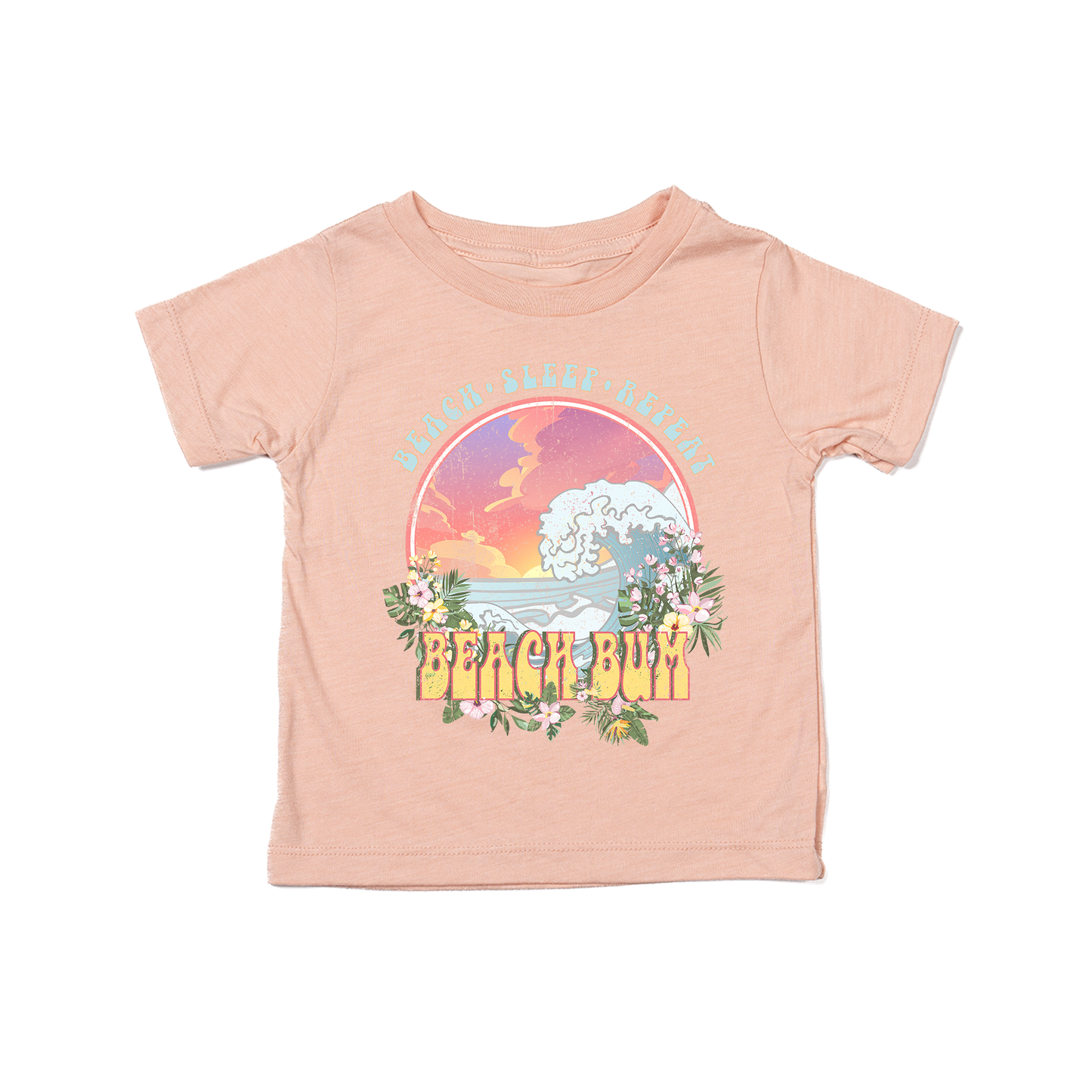 Beach Sleep Repeat Beach Bum - Kids Tee (Peach)