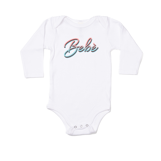 Bebe' (90's Inspired, Pink/Blue) - Bodysuit (White, Long Sleeve)