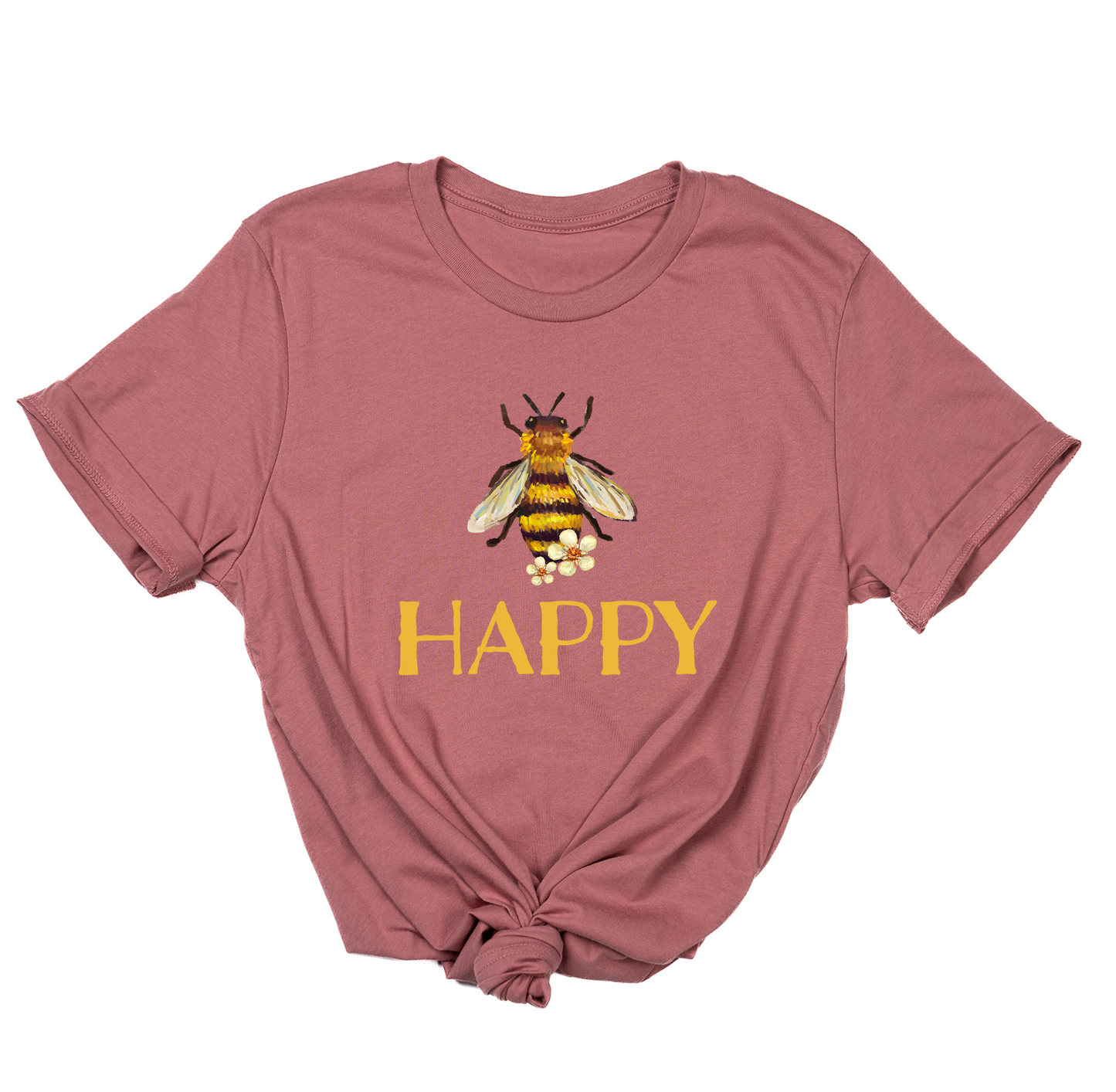 Bee Happy (Across Front) - Tee (Mauve)