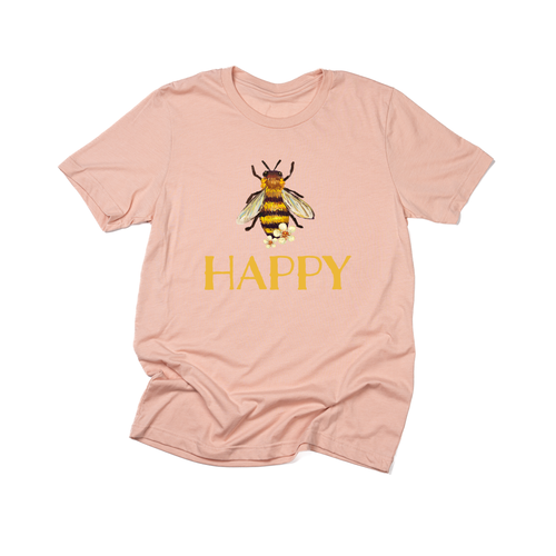 Bee Happy (Across Front) - Tee (Peach)
