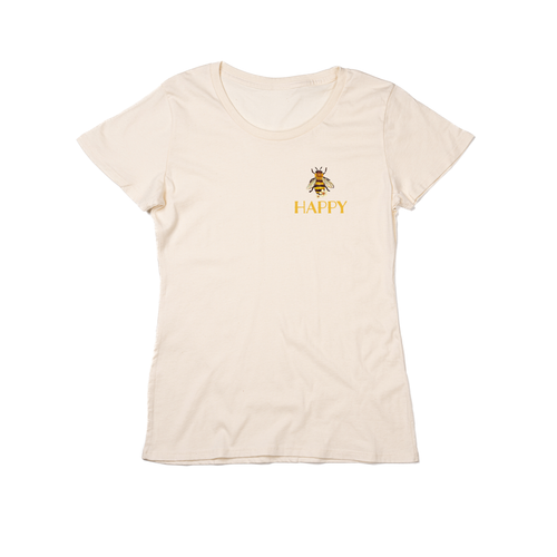 Bee Happy (Pocket) - Women's Fitted Tee (Natural)