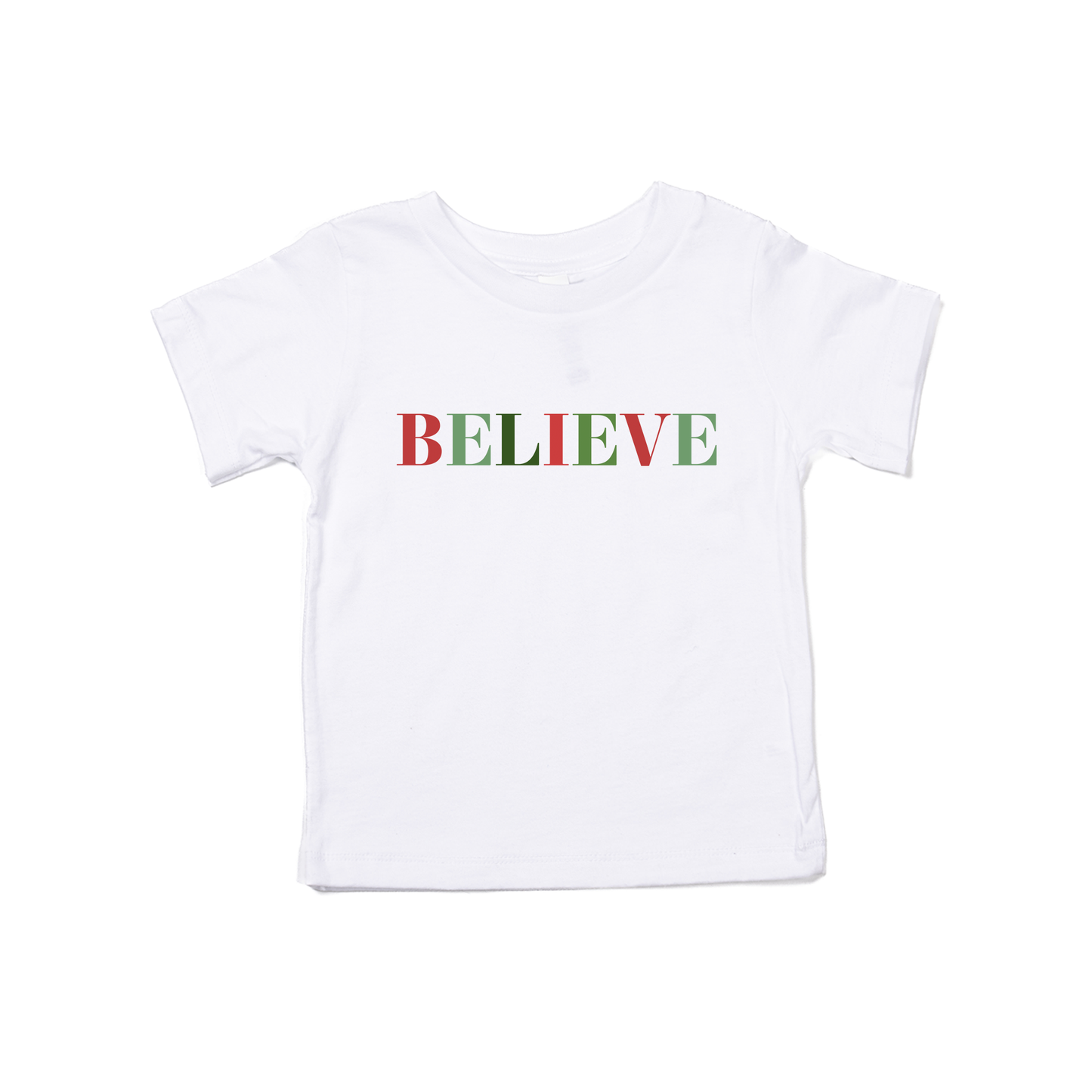 Believe (Multi Color) - Kids Tee (White)