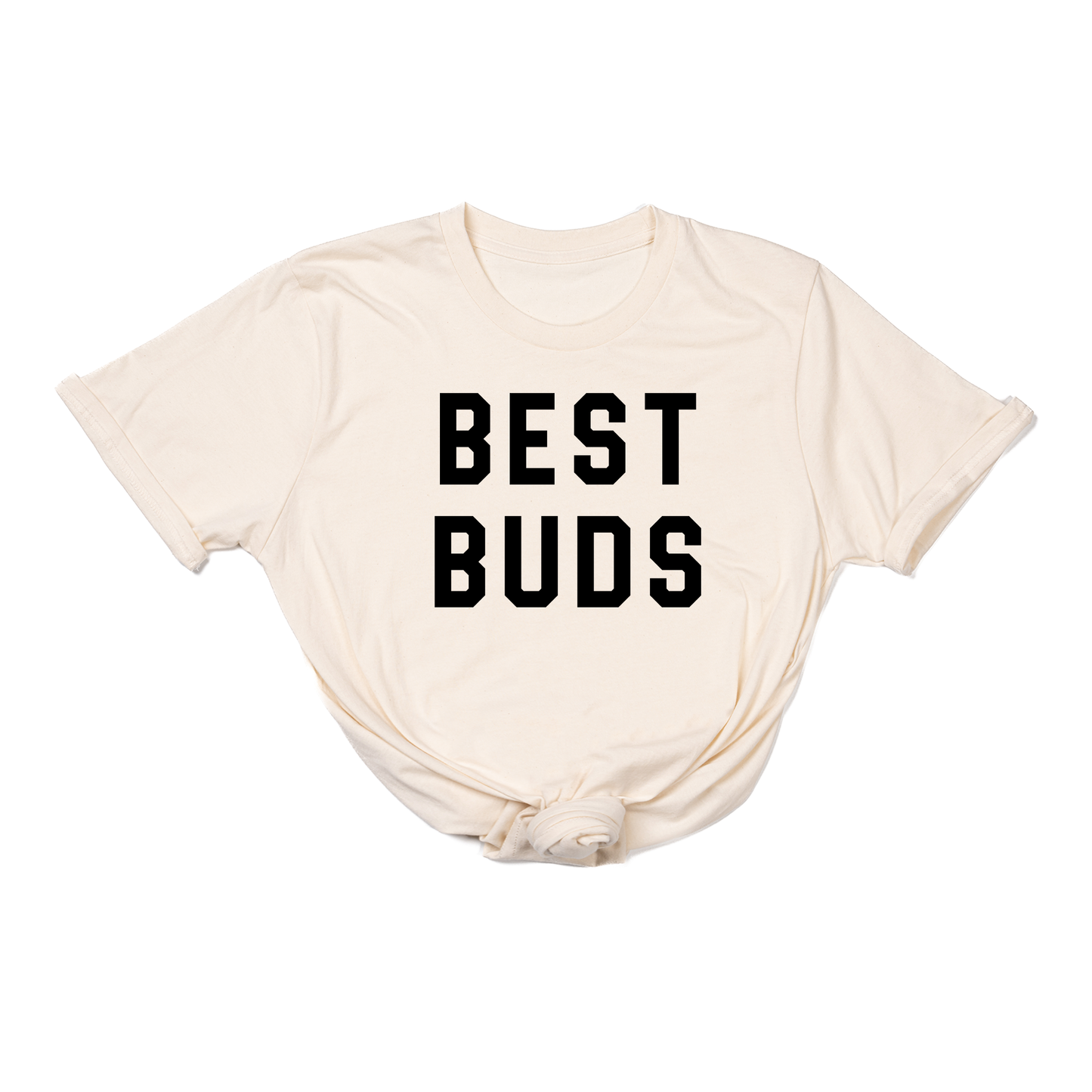 Best Buds (Across Front, Black) - Tee (Natural)