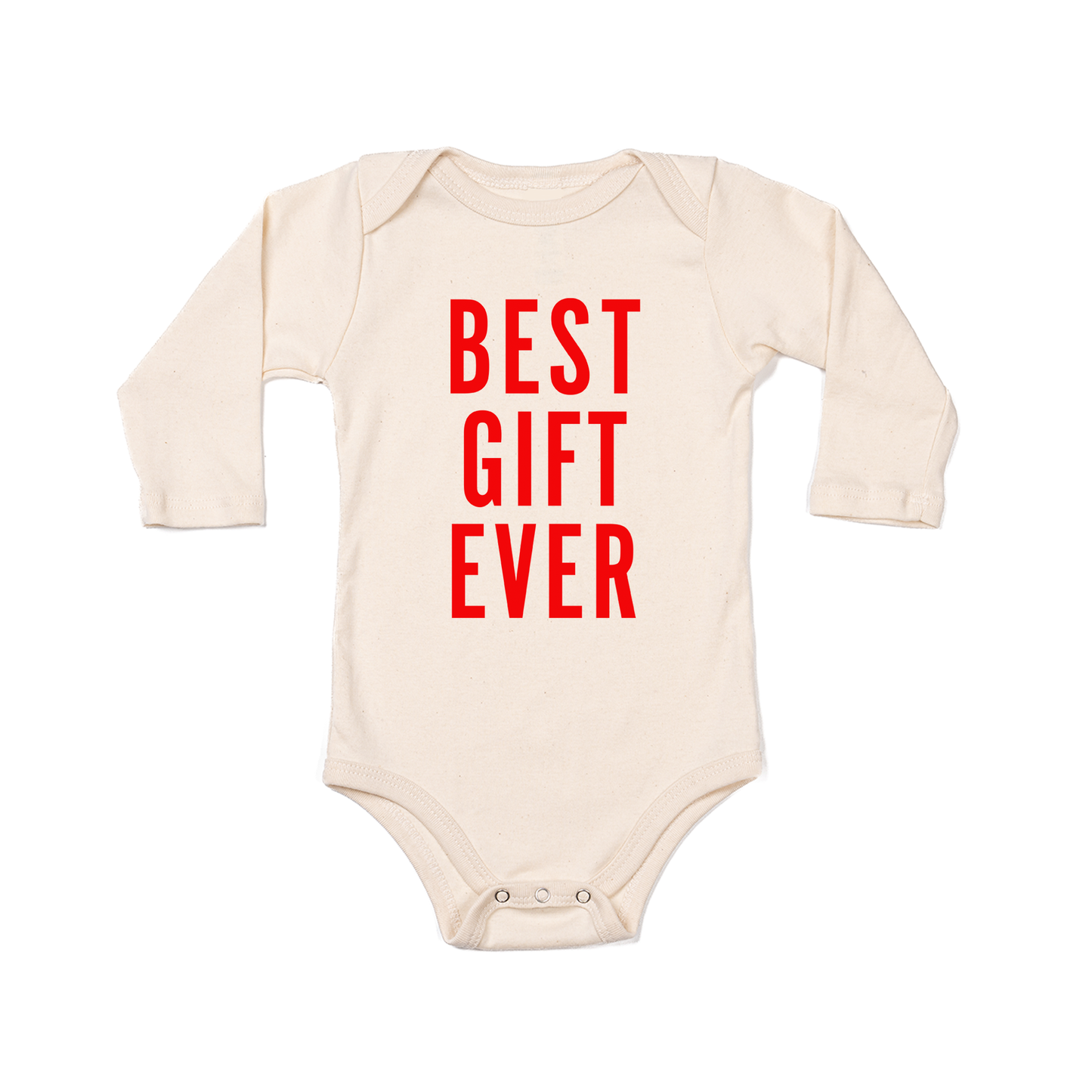 Best Gift Ever (Red) - Bodysuit (Natural, Long Sleeve)