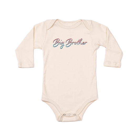 Big Brother (90's Inspired, Pink/Blue) - Bodysuit (Natural, Long Sleeve)