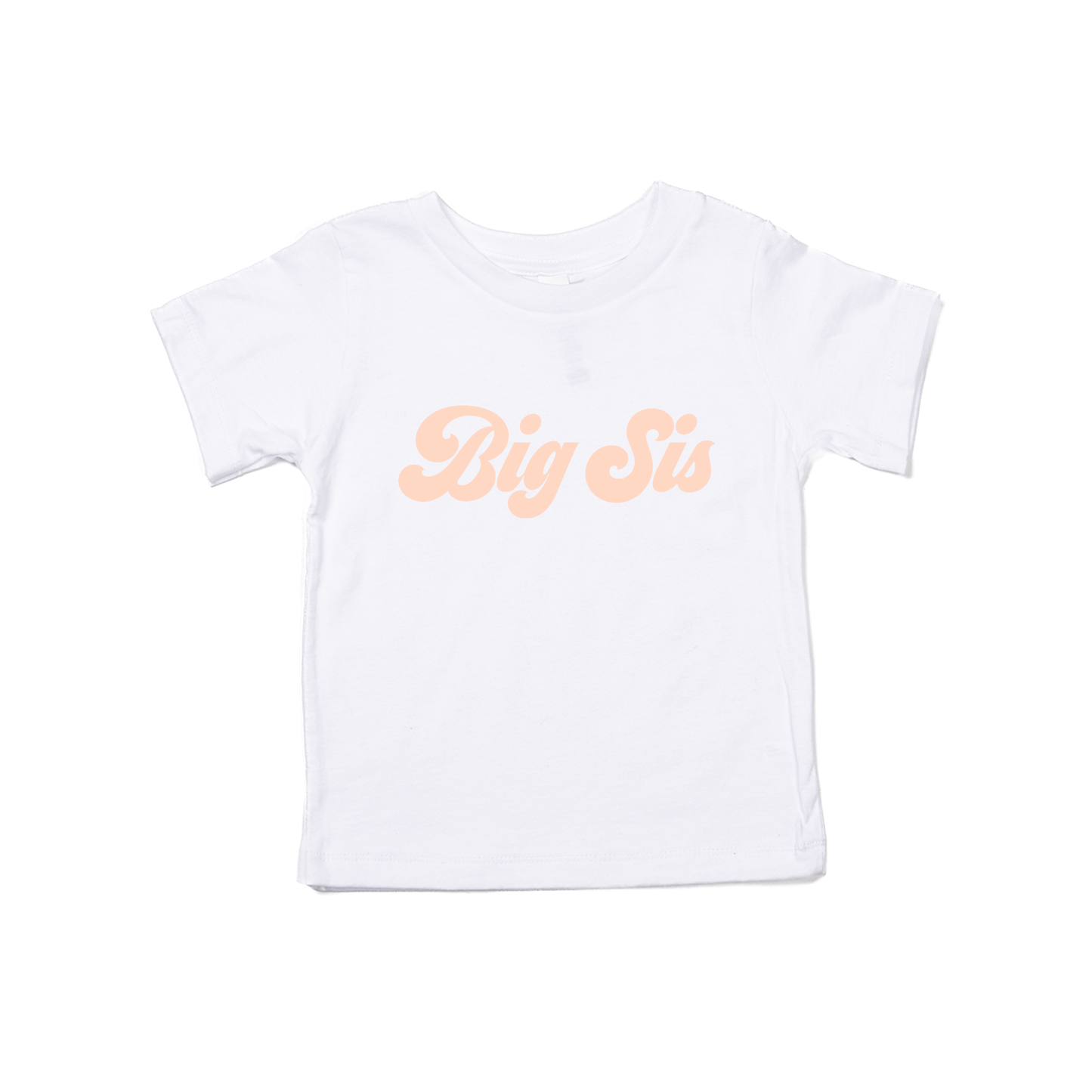 Big Sis (Retro, Peach) - Kids Tee (White)