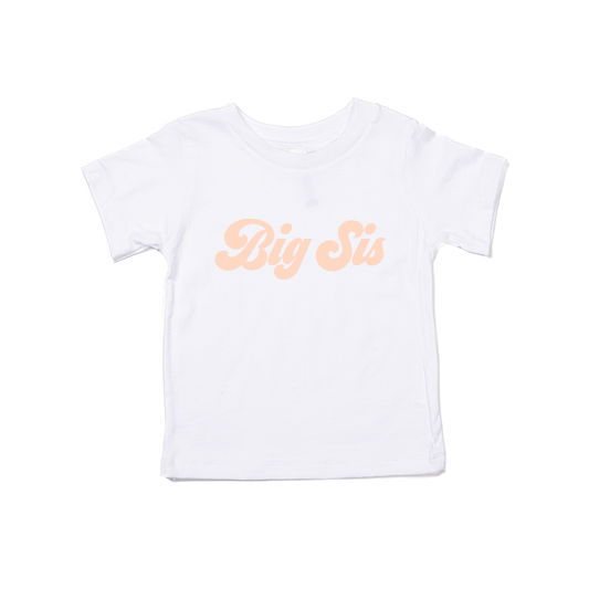 Big Sis (Retro, Peach) - Kids Tee (White)