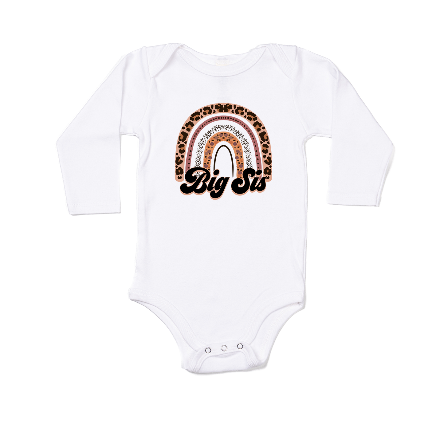 Big Sis (Cheetah Rainbow) - Bodysuit (White, Long Sleeve)