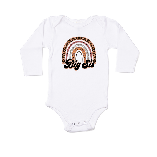 Big Sis (Cheetah Rainbow) - Bodysuit (White, Long Sleeve)