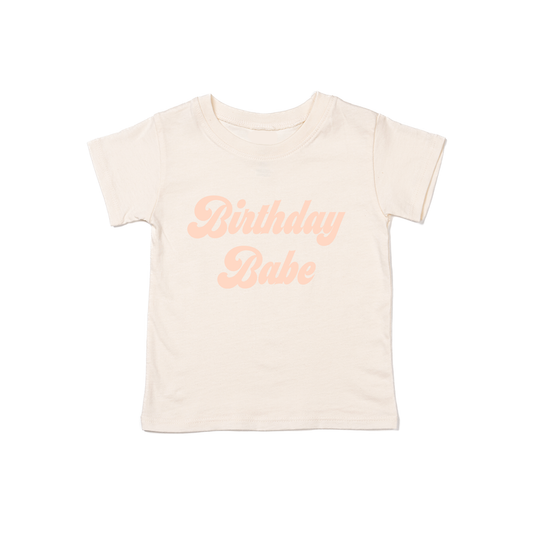 Birthday Babe (Retro, Peach) - Kids Tee (Natural)