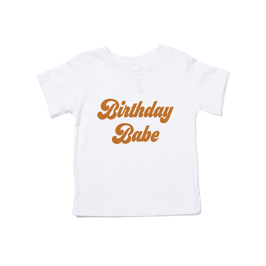 Birthday Babe (Retro, Camel) - Kids Tee (White)