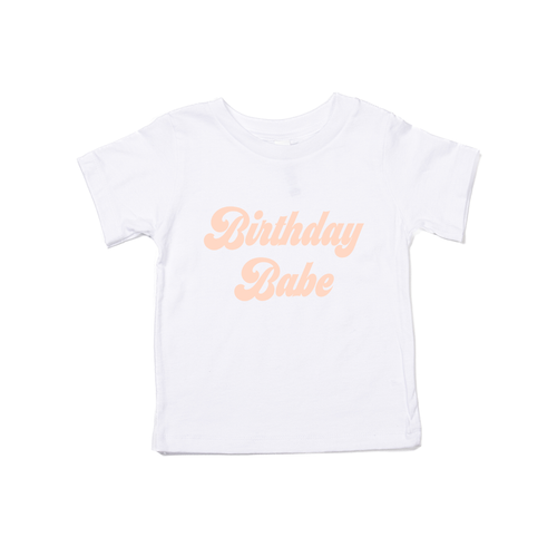 Birthday Babe (Retro, Peach) - Kids Tee (White)