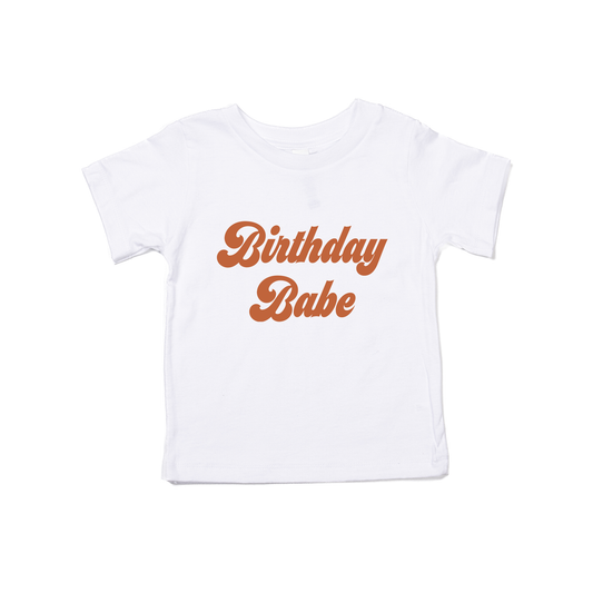 Birthday Babe (Retro, Rust) - Kids Tee (White)