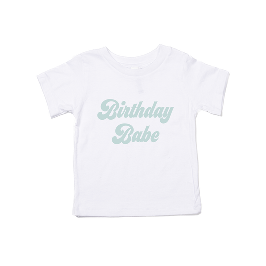 Birthday Babe (Retro, Sky) - Kids Tee (White)