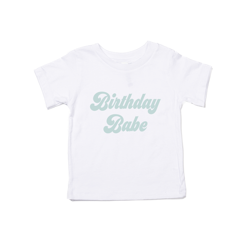 Birthday Babe (Retro, Sky) - Kids Tee (White)