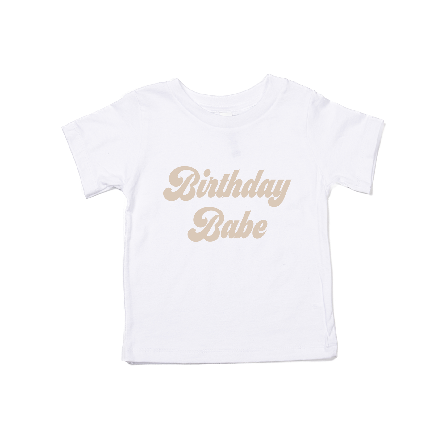 Birthday Babe (Retro, Stone) - Kids Tee (White)