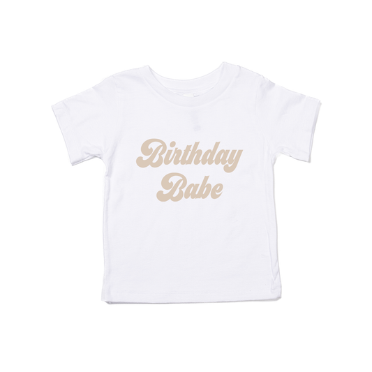 Birthday Babe (Retro, Stone) - Kids Tee (White)