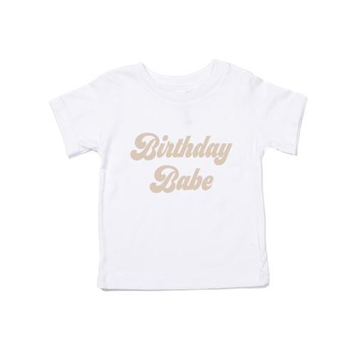 Birthday Babe (Retro, Stone) - Kids Tee (White)