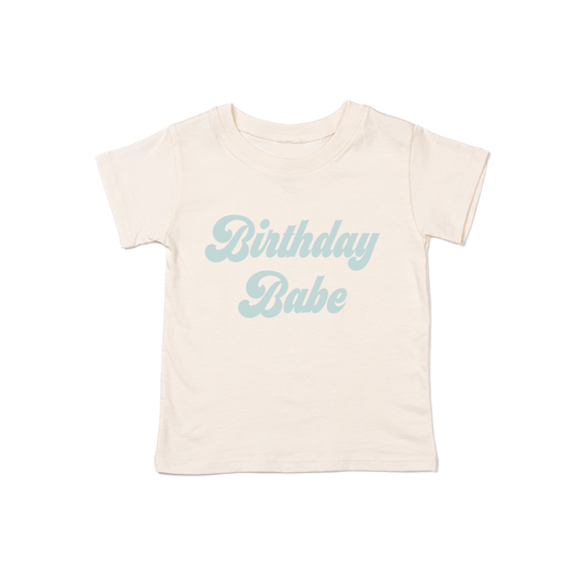 Birthday Babe (Retro, Sky) - Kids Tee (Natural)