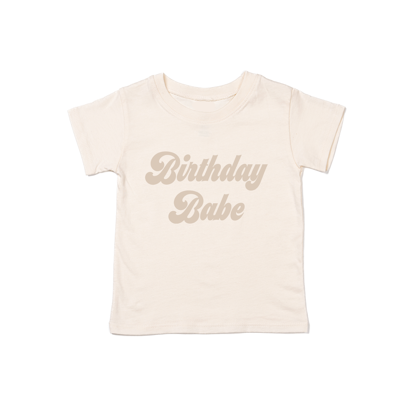 Birthday Babe (Retro, Stone) - Kids Tee (Natural)