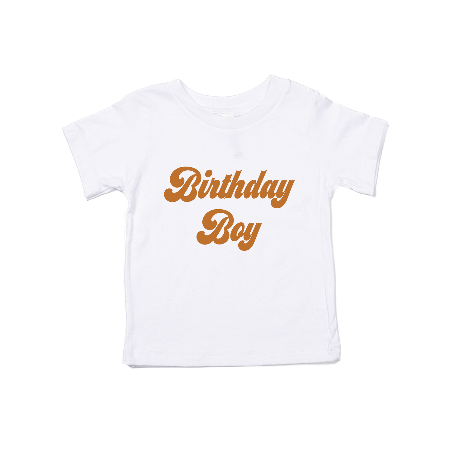 Birthday Boy (Retro, Camel) - Kids Tee (White)