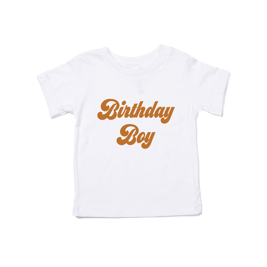 Birthday Boy (Retro, Camel) - Kids Tee (White)