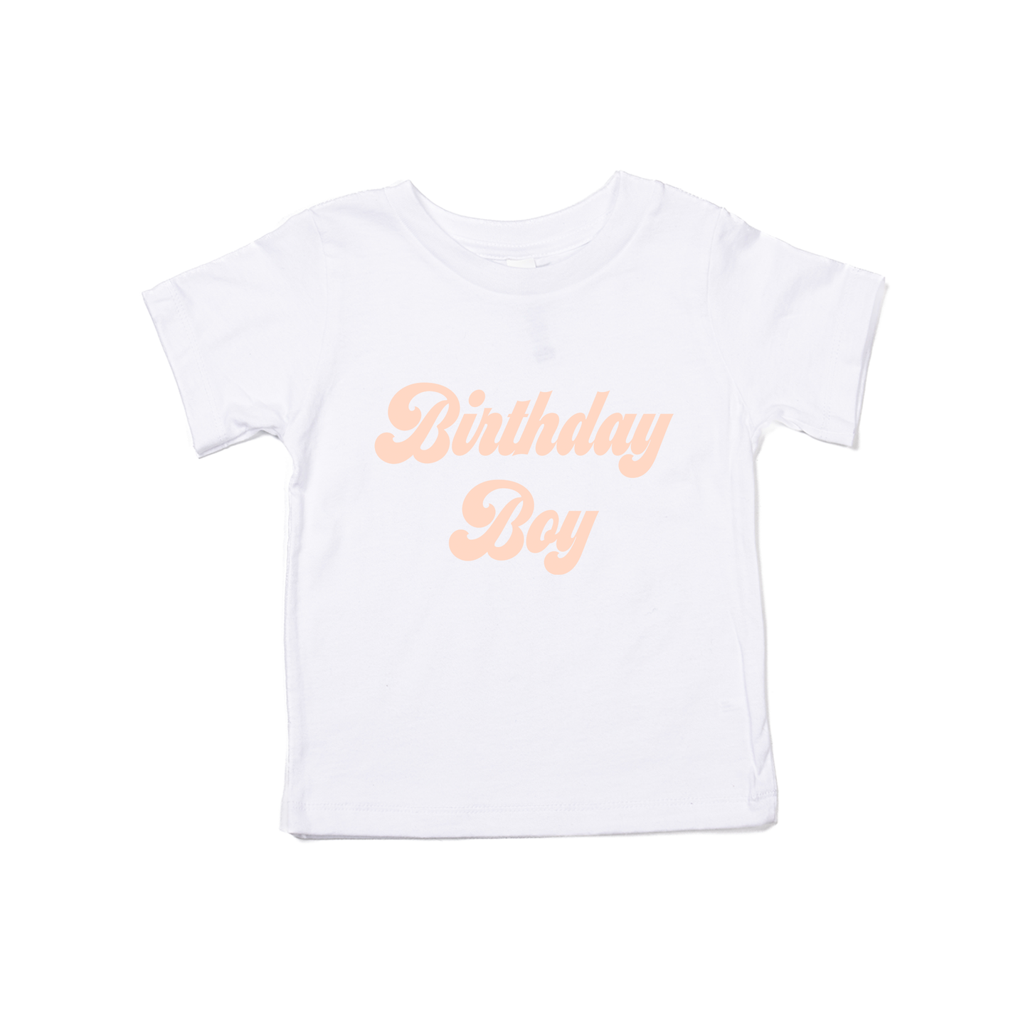 Birthday Boy (Retro, Peach) - Kids Tee (White)