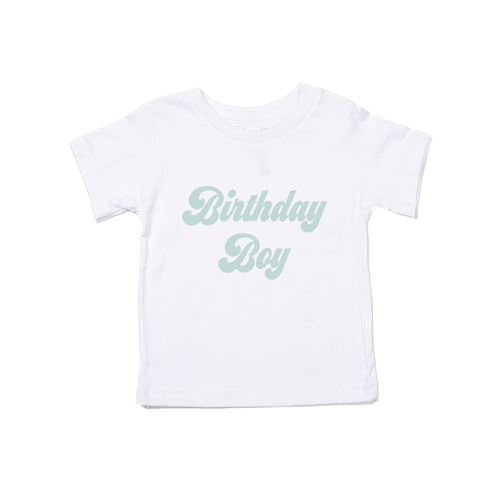 Birthday Boy (Retro, Sky) - Kids Tee (White)