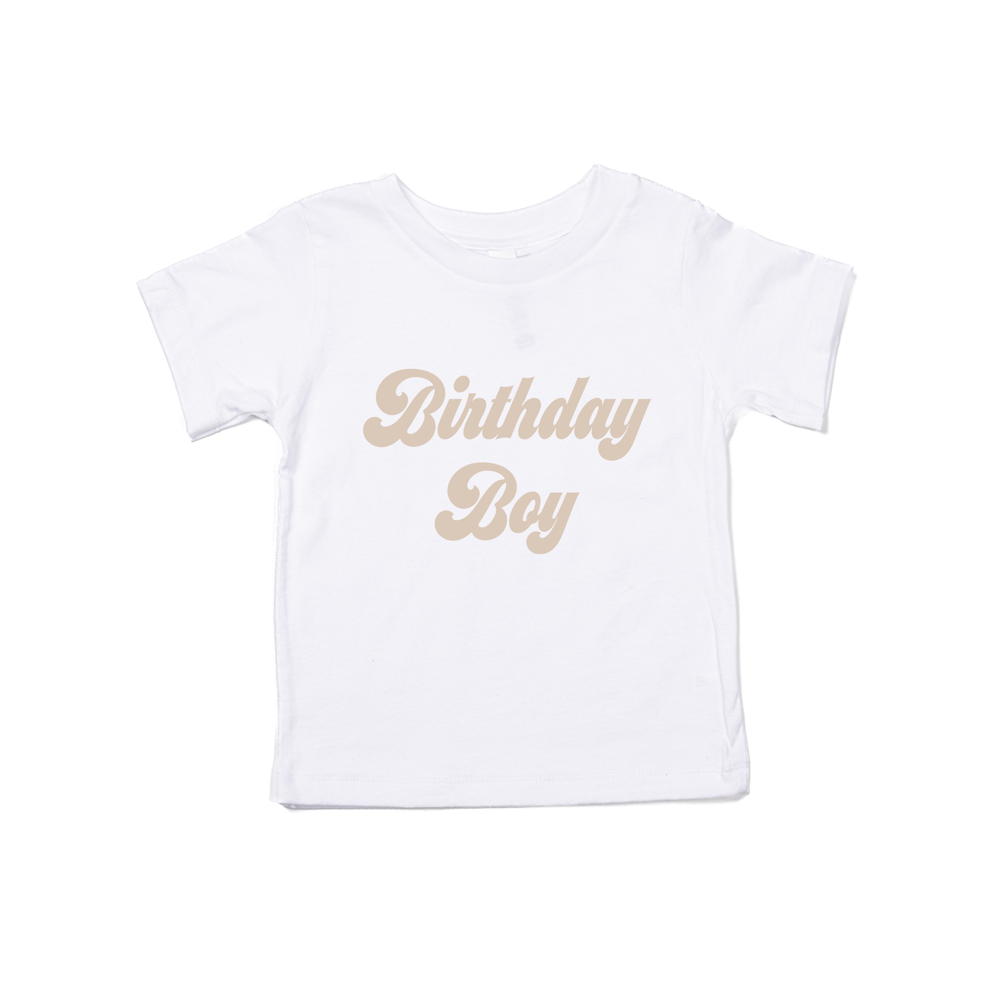 Birthday Boy (Retro, Stone) - Kids Tee (White)