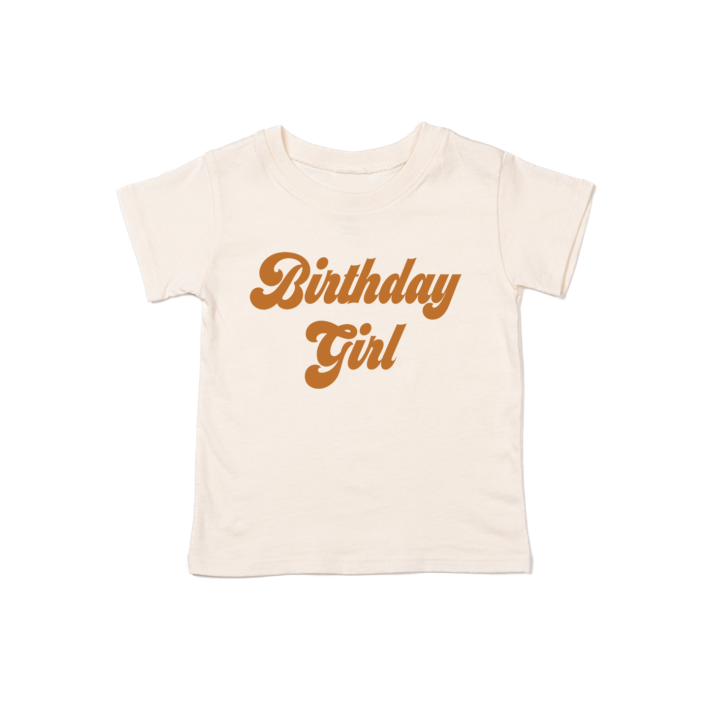 Birthday Girl (Retro, Camel) - Kids Tee (Natural)