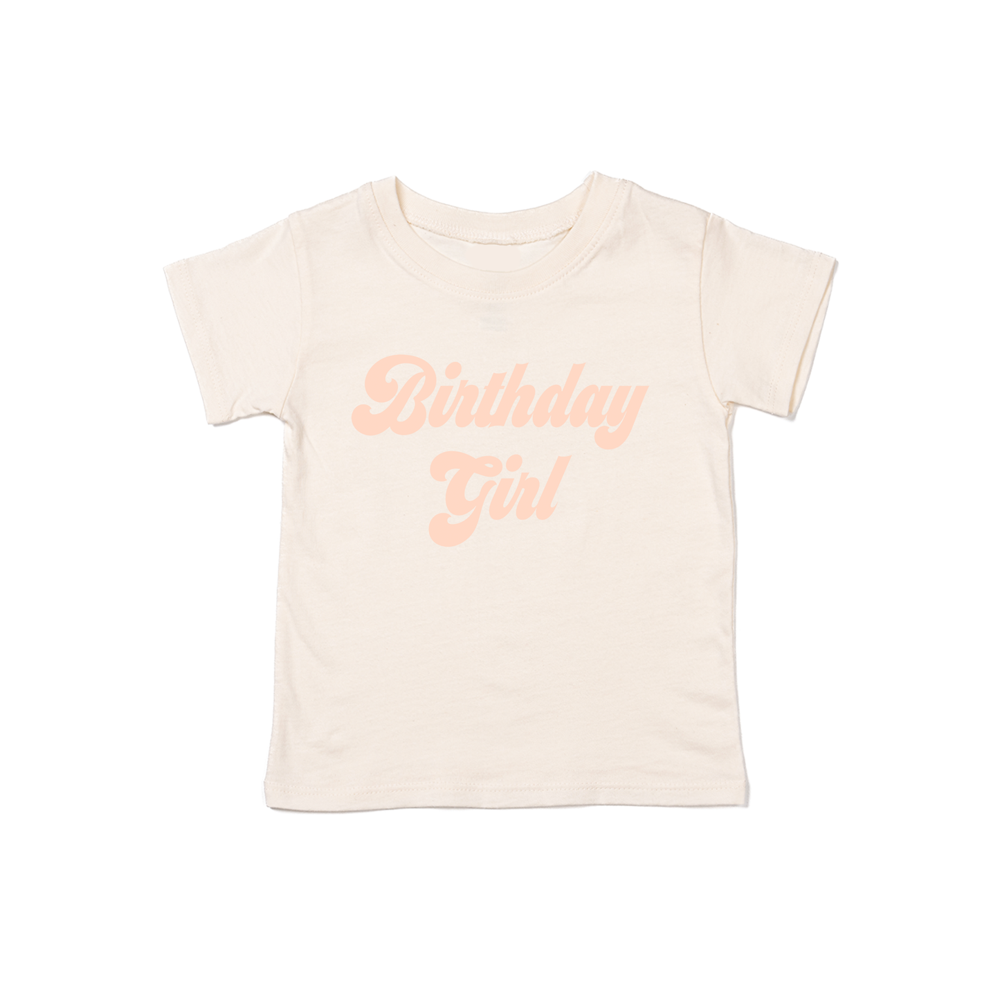 Birthday Girl (Retro, Peach) - Kids Tee (Natural)