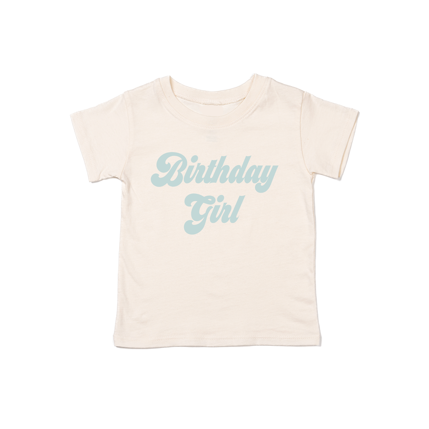 Birthday Girl (Retro, Sky) - Kids Tee (Natural)