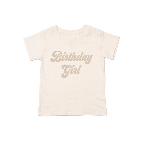 Birthday Girl (Retro, Stone) - Kids Tee (Natural)