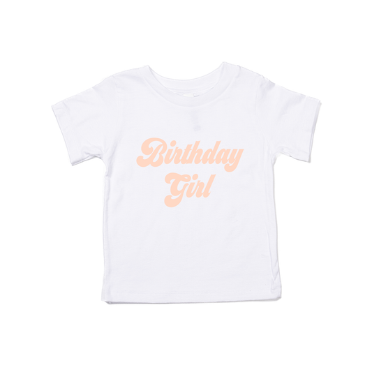 Birthday Girl (Retro, Peach) - Kids Tee (White)