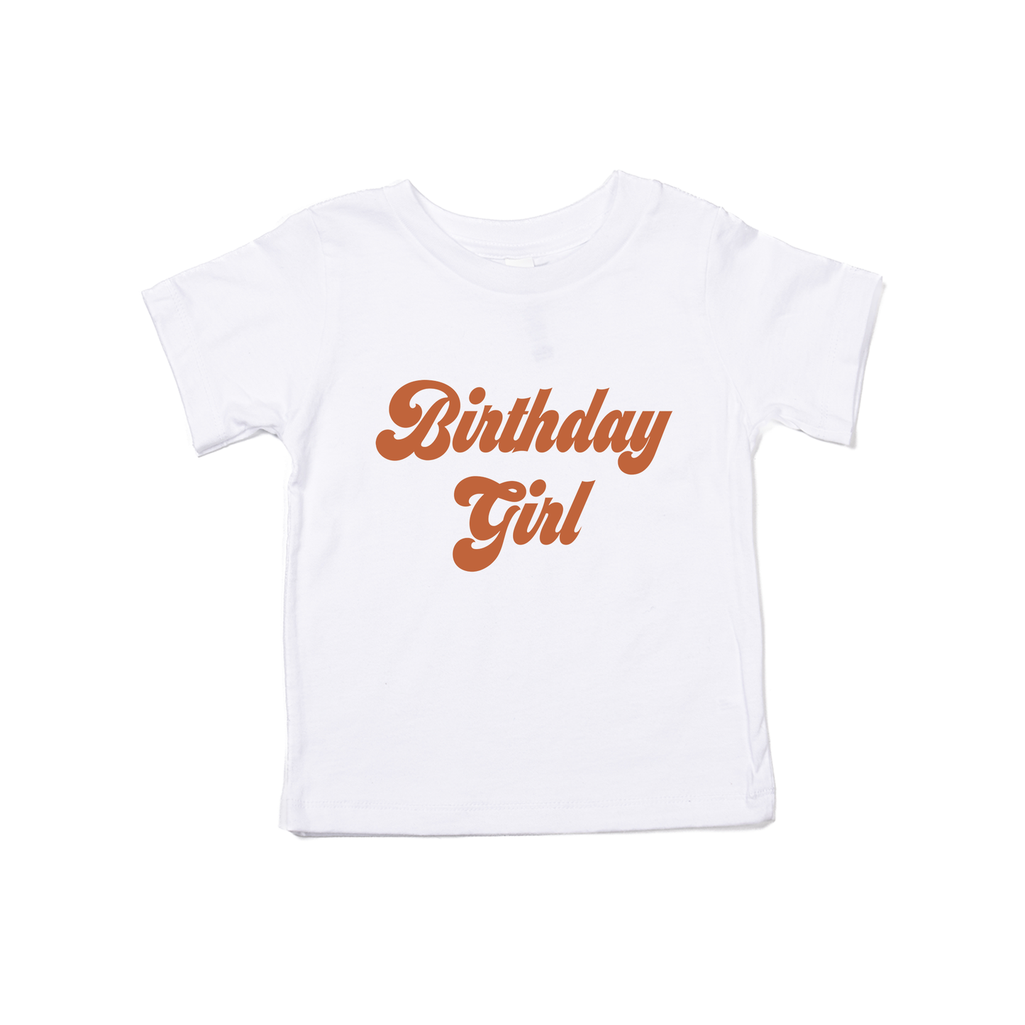 Birthday Girl (Retro, Rust) - Kids Tee (White)