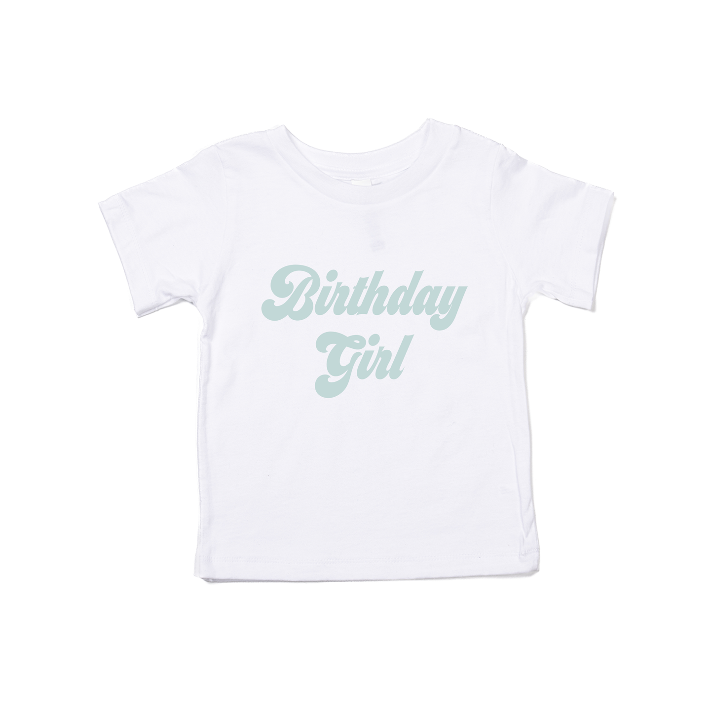 Birthday Girl (Retro, Sky) - Kids Tee (White)