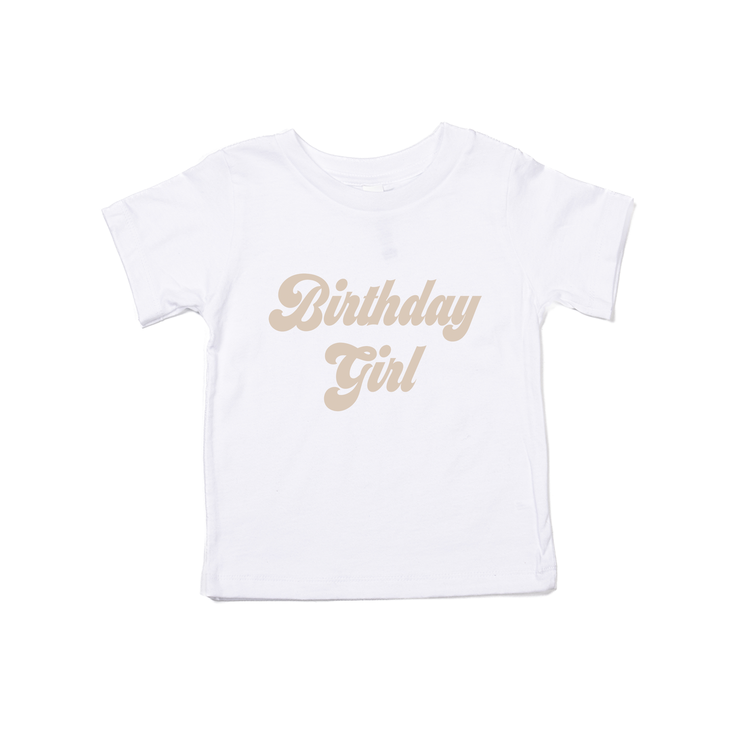 Birthday Girl (Retro, Stone) - Kids Tee (White)