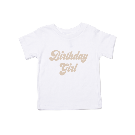 Birthday Girl (Retro, Stone) - Kids Tee (White)