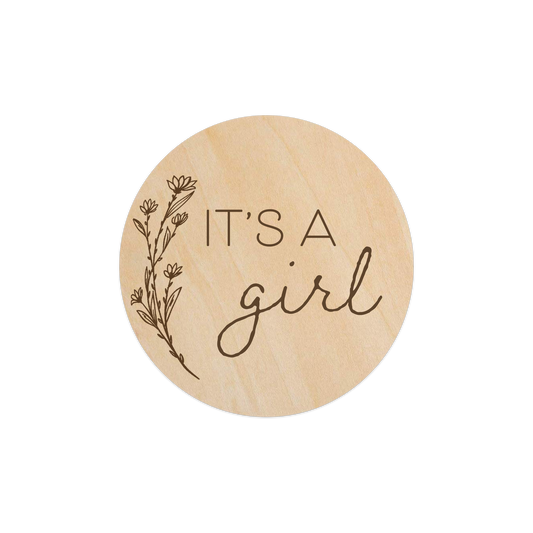 Blossom - It's a Girl (Gender Reveal) - 5" Wooden Disc