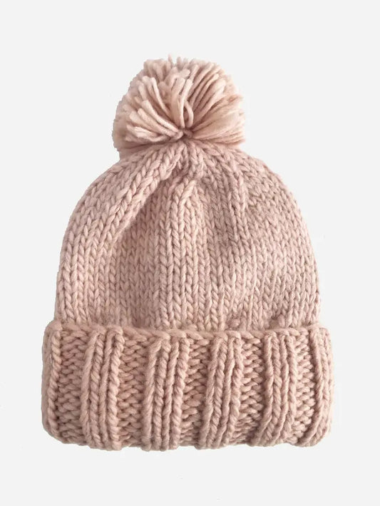 Blush Hand Knit Classic Pom Hat