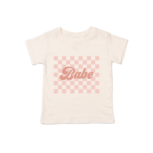 Babe Pink Checkered - Kids Tee (Natural)