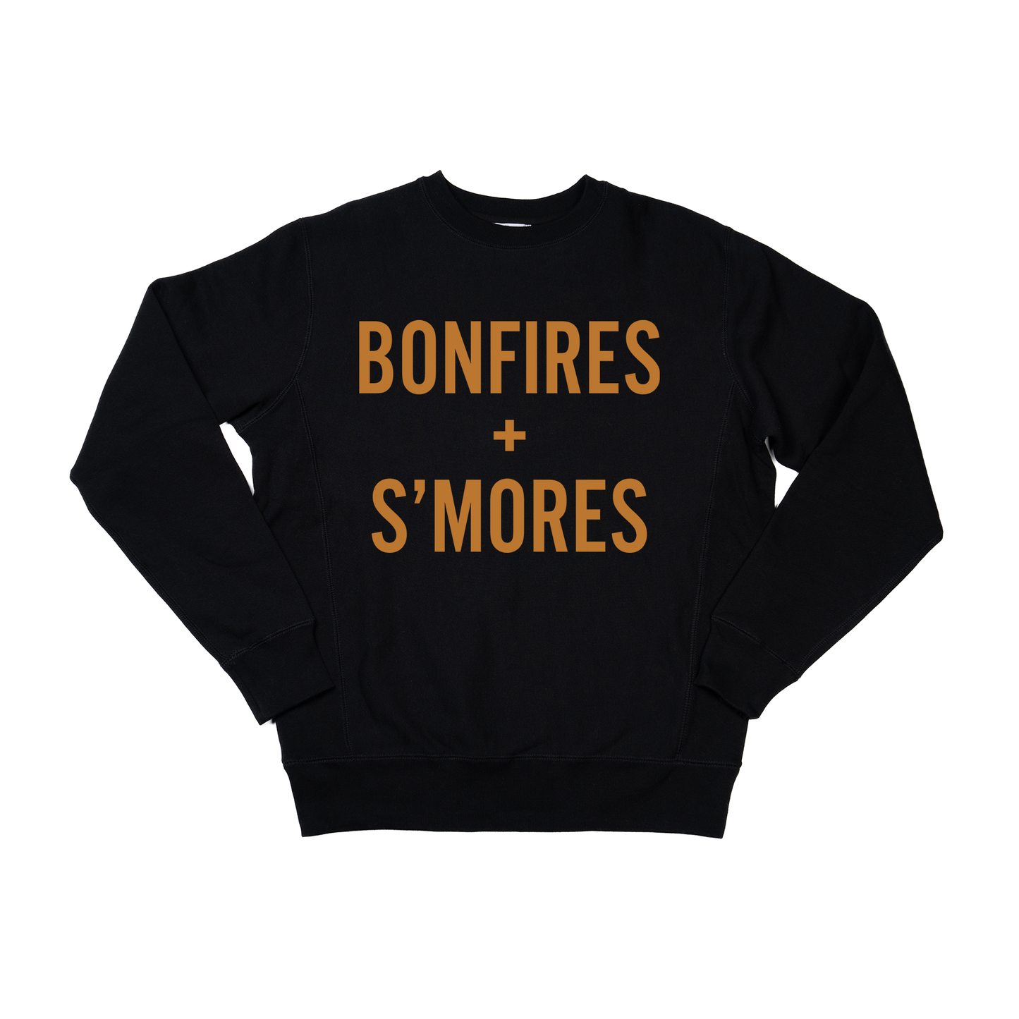 Bonfires + S'mores (Camel) - Heavyweight Sweatshirt (Black)
