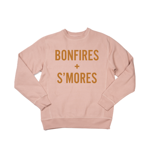 Bonfires + S'mores (Camel) - Heavyweight Sweatshirt (Dusty Rose)
