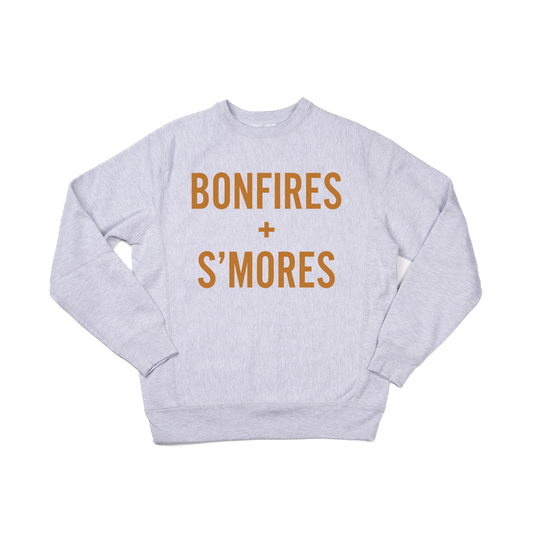 Bonfires + S'mores (Camel) - Heavyweight Sweatshirt (Heather Gray)