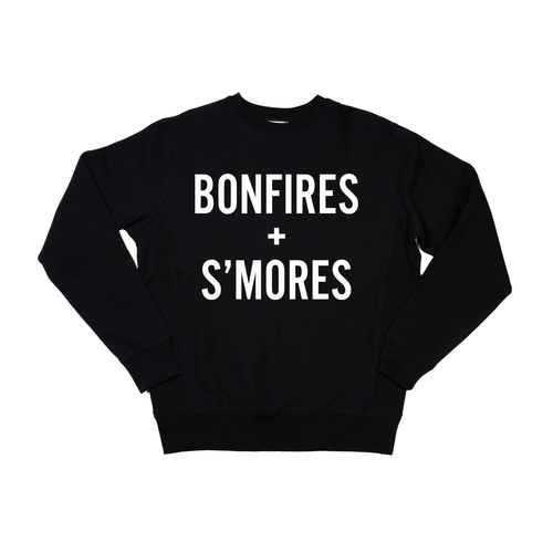 Bonfires + S'mores (White) - Heavyweight Sweatshirt (Black)