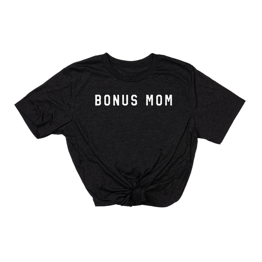 Bonus Mom (White) - Tee (Charcoal Black)